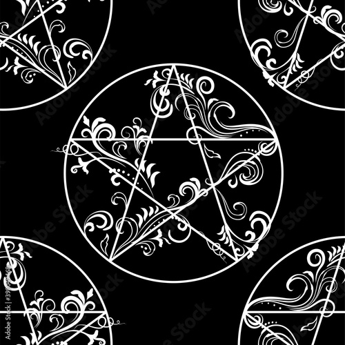 Pentagram occult symbol seamless pattern
