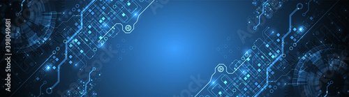 Abstract glowing technology background. Communication concept. Template for science presentation. Vector illustration.