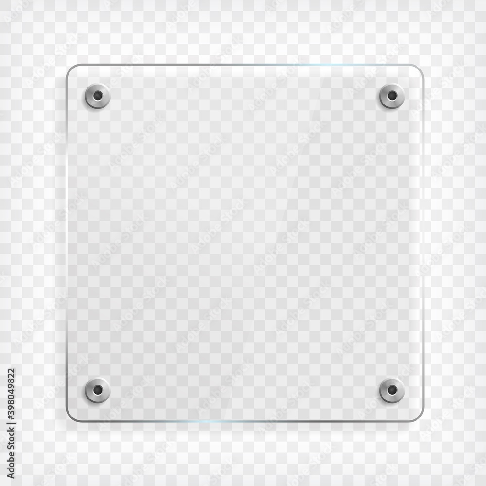 Foto Transparent square glass plate with reflection and shadow