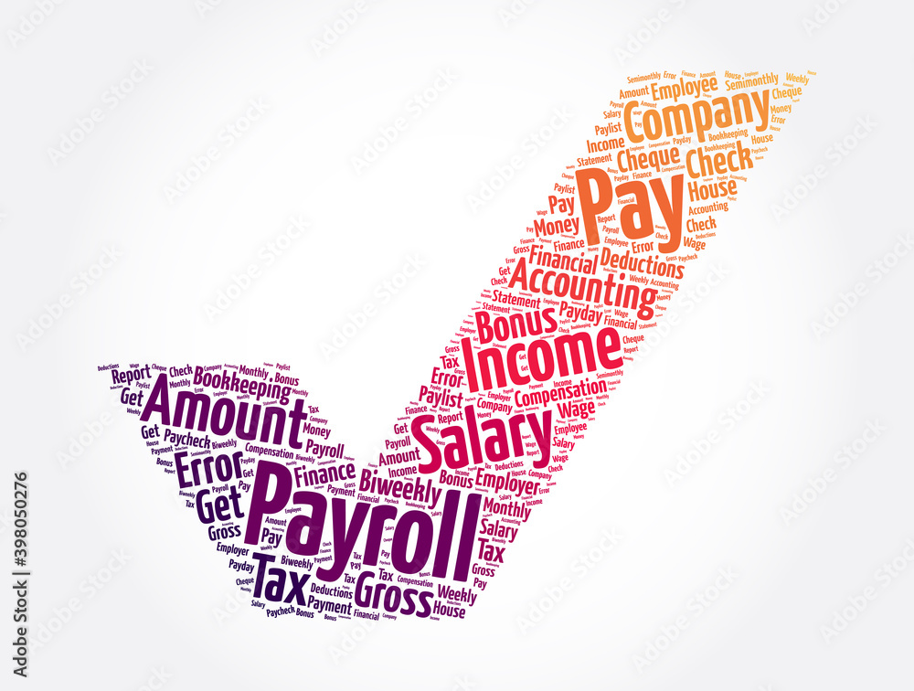 Payroll word cloud collage, business concept background Payroll word cloud collage, business concept background