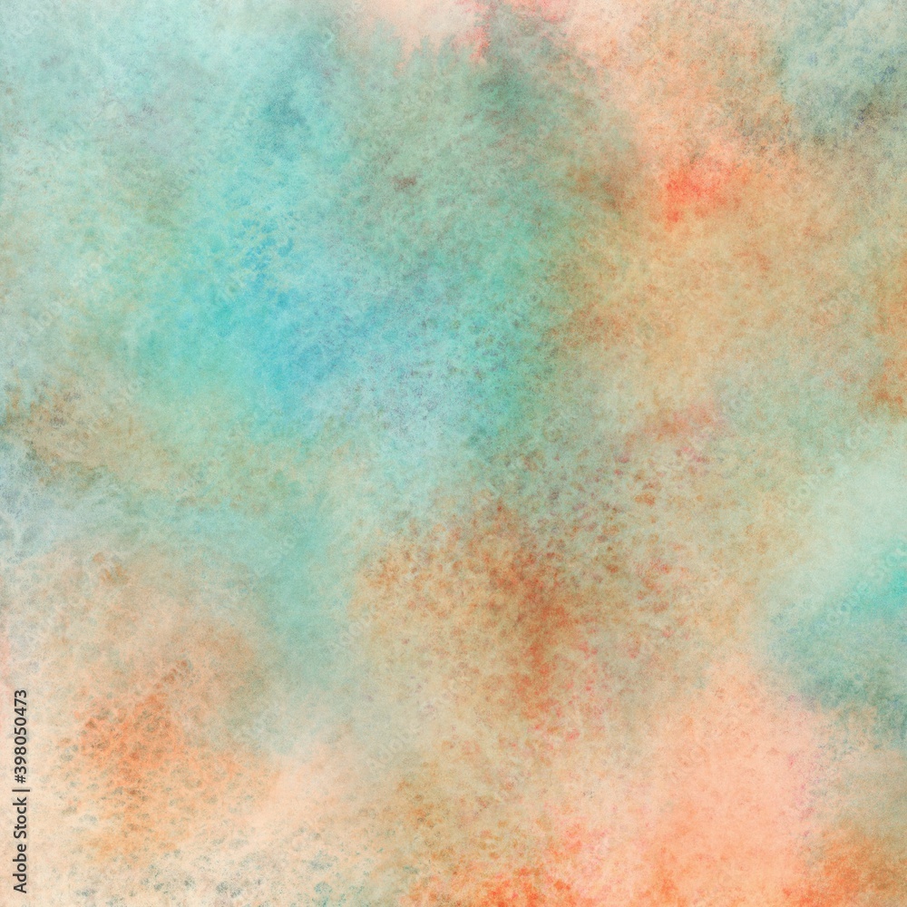 Grunge watercolor background. Brown and turquoise color