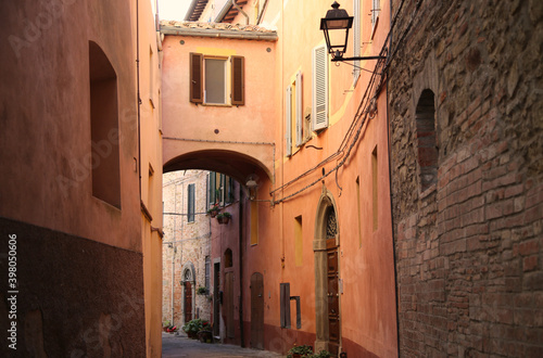 Alley in the village of Panicale in Umbria, Italy
