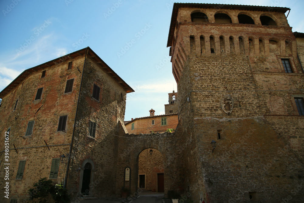 Medieval palaces in the town of Panicale in Umbria, Italy