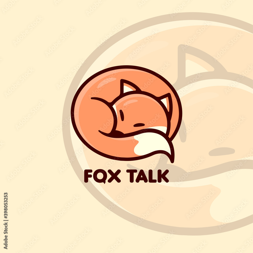 A SLEEPING FOX COMBINE WITH CONVERSATION BOX SHAPE LOGO DESIGN A SLEEPING FOX COMBINE WITH CONVERSATION BOX SHAPE LOGO DESIGN