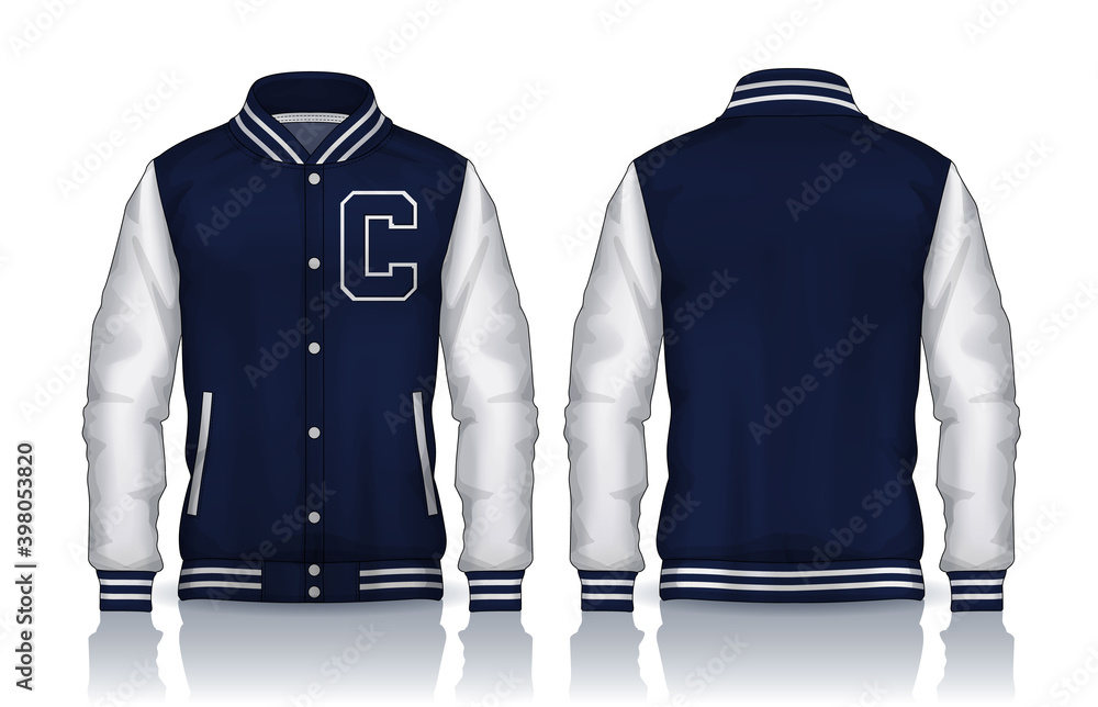 Varsity Jacket Design,Sportswear Track front and back view. Stock Vector |  Adobe Stock