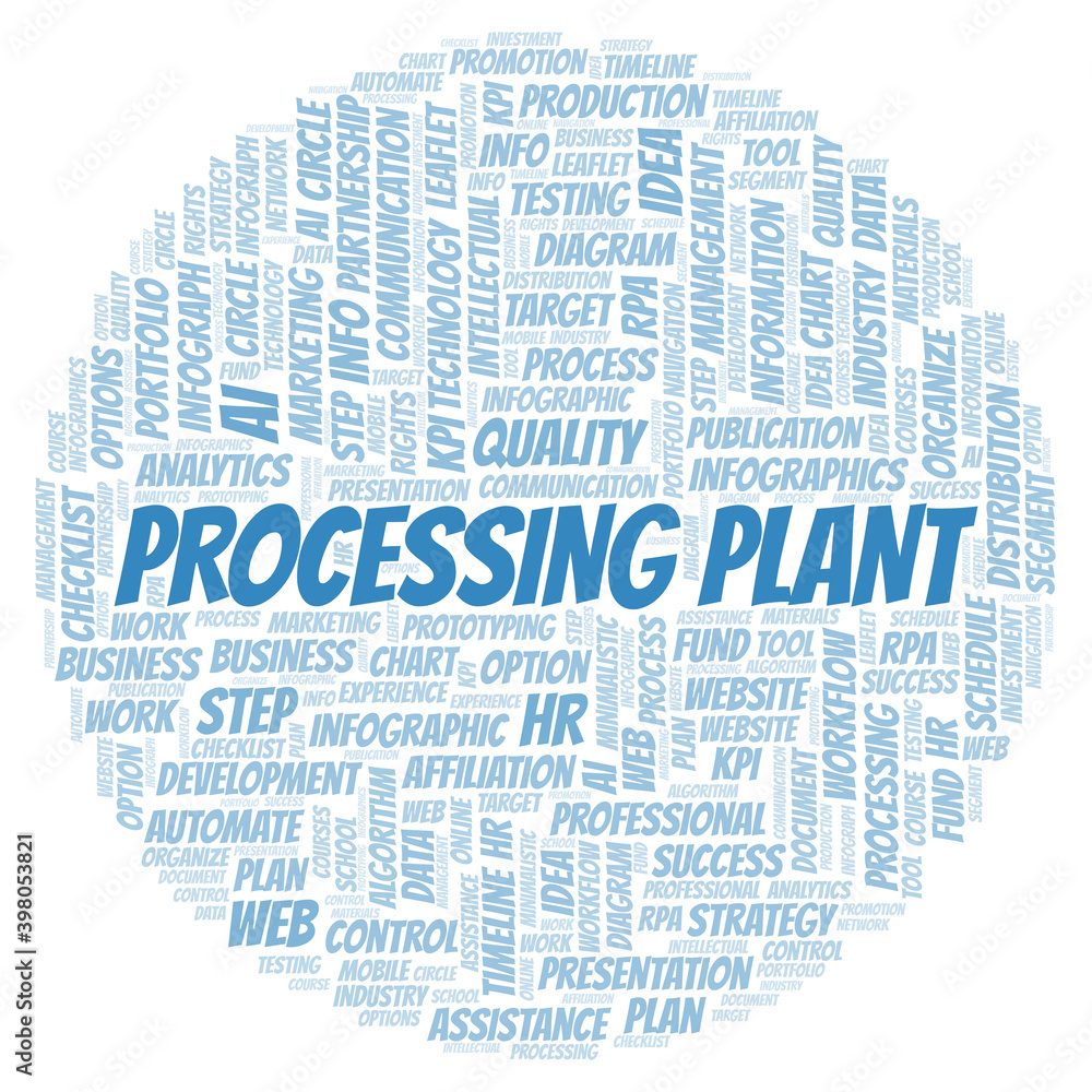 Obraz premium Processing Plant typography word cloud create with the text only.