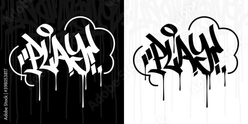 Abstract Word Play Hip Hop Hand Written Graffiti Style Vector Illustration