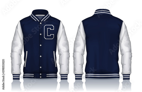 Varsity Jacket Design,Sportswear Track front and back view. photo