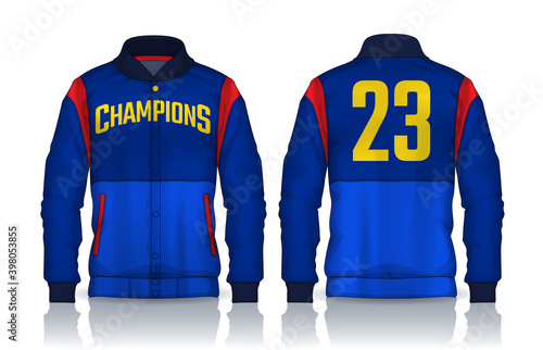 Varsity Jacket Design,Sportswear Track front and back view.