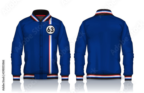 Varsity Jacket Design,Sportswear Track front and back view.