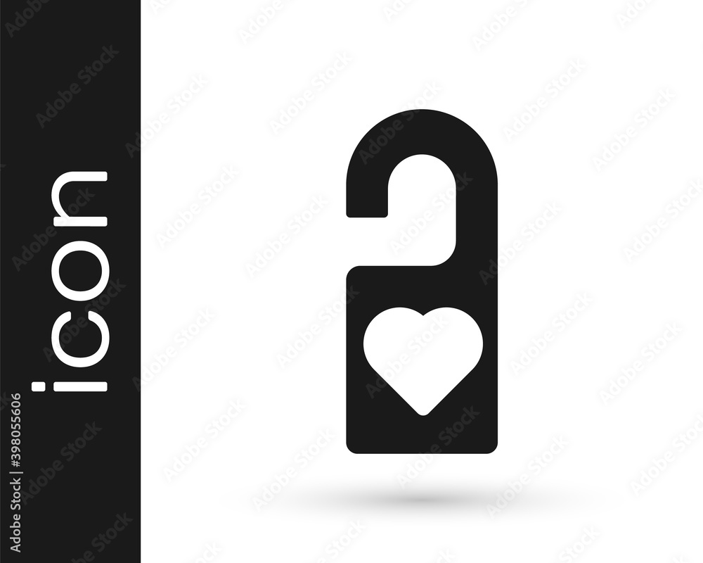 Black Please do not disturb with heart icon isolated on white background. Hotel Door Hanger Tags. Vector. Black Please do not disturb with heart icon isolated on white background. Hotel Door Hanger Tags. Vector.