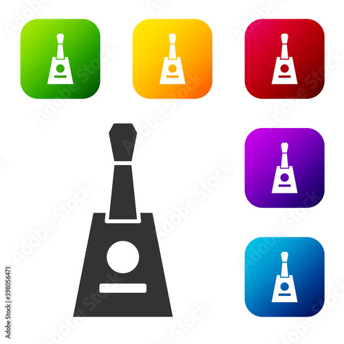 Black Musical instrument balalaika icon isolated on white background. Set icons in color square buttons. Vector.