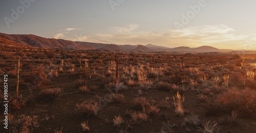 Sunset over the Swartberg range, Klein Karoo, Western Cape, South Africa photo