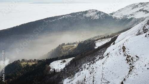 Jura mountain under the snow near Geneva, Switzerland