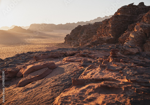 sunset in the Wadi Rum desert, Jordan