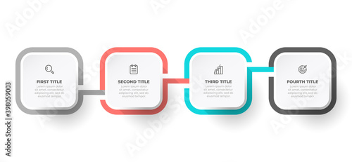 Business infographic design vector with marketing icons and 4 options or steps. Can be used for workflow layout, info chart, web design.