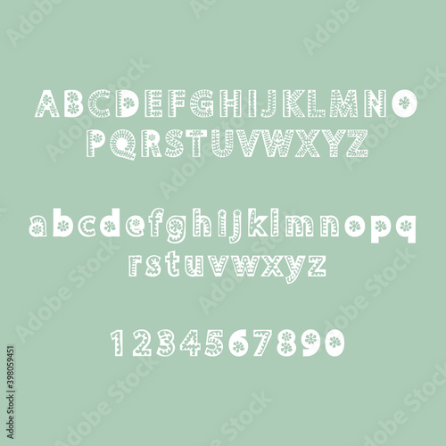 Scandinavian Font Vector. Folk style font design, tribal alphabet, letters and numbers