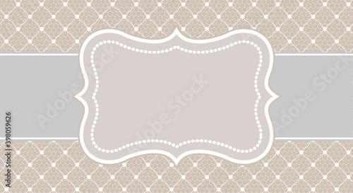 Template of greeting or wedding invitation card with lace frame