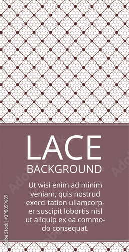 Template of greeting or wedding invitation card with lace frame