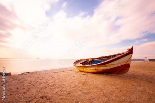 İstanbul Avcılar on the beach and fishing boats waiting on the sidelines