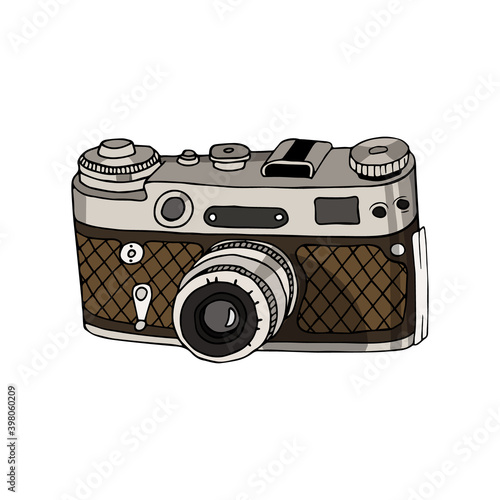 Vector illustration Old fashioned brown film camera