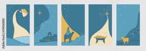 Set of christmas cards for social networks stories. Vector