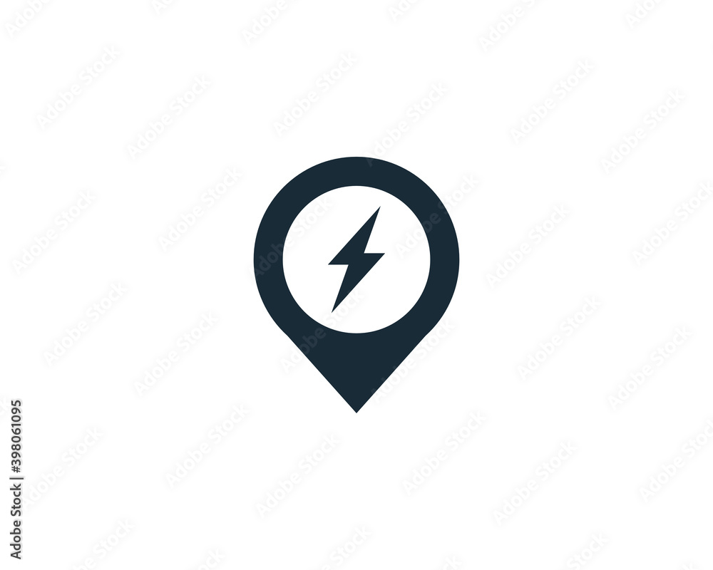 Power Electric Pointer or Pin Icon Vector Logo Template Illustration Design Power Electric Pointer or Pin Icon Vector Logo Template Illustration Design