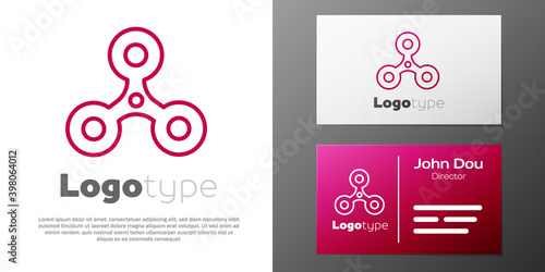 Logotype line Fidget spinner icon isolated on white background. Stress relieving toy. Trendy hand spinner. Logo design template element. Vector.