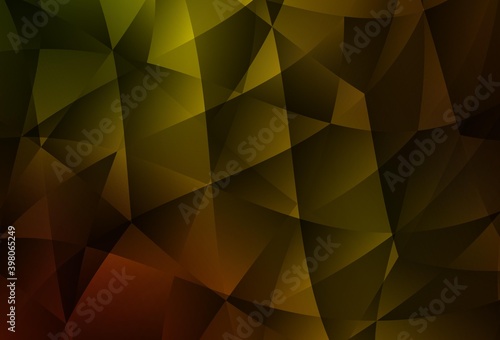 Dark Yellow vector low poly background.