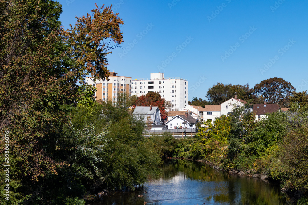 Rippowam River in Stamford Connecticut during Autumn with Beautiful Trees Rippowam River in Stamford Connecticut during Autumn with Beautiful Trees