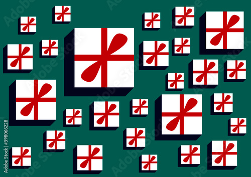 Eine wunderschöne Vektoren-Grafik mit Geschenken, Aufsicht