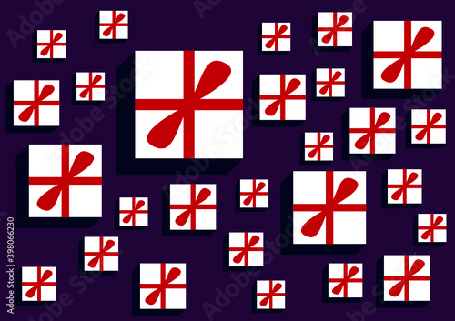 Eine wunderschöne Vektoren-Grafik mit Geschenken, Aufsicht