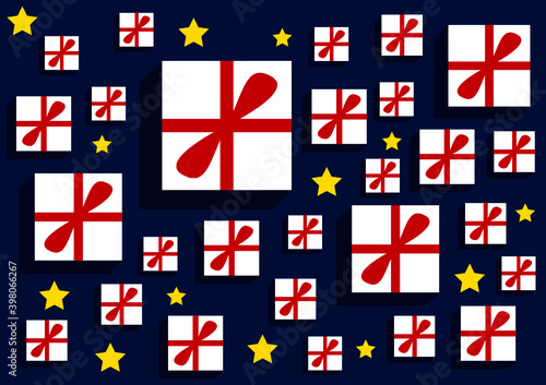 Eine wunderschöne Vektoren-Grafik mit Geschenken, Aufsicht