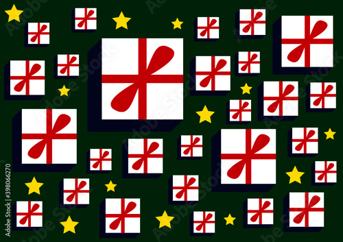 Eine wunderschöne Vektoren-Grafik mit Geschenken, Aufsicht