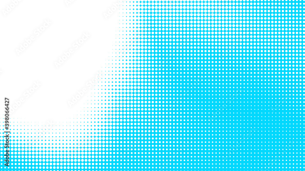 Dots halftone white blue color pattern gradient texture with technology digital background. Dots pop art comics with summer background.