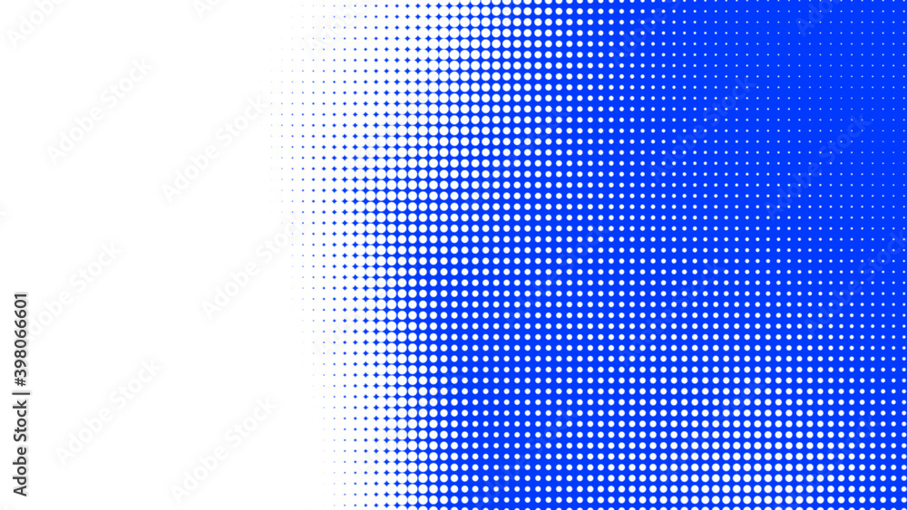 Fototapeta premium Dots halftone white blue color pattern gradient texture with technology digital background. Dots pop art comics with summer background.