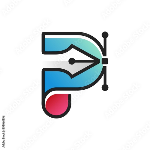  letter P with Pen tool logo