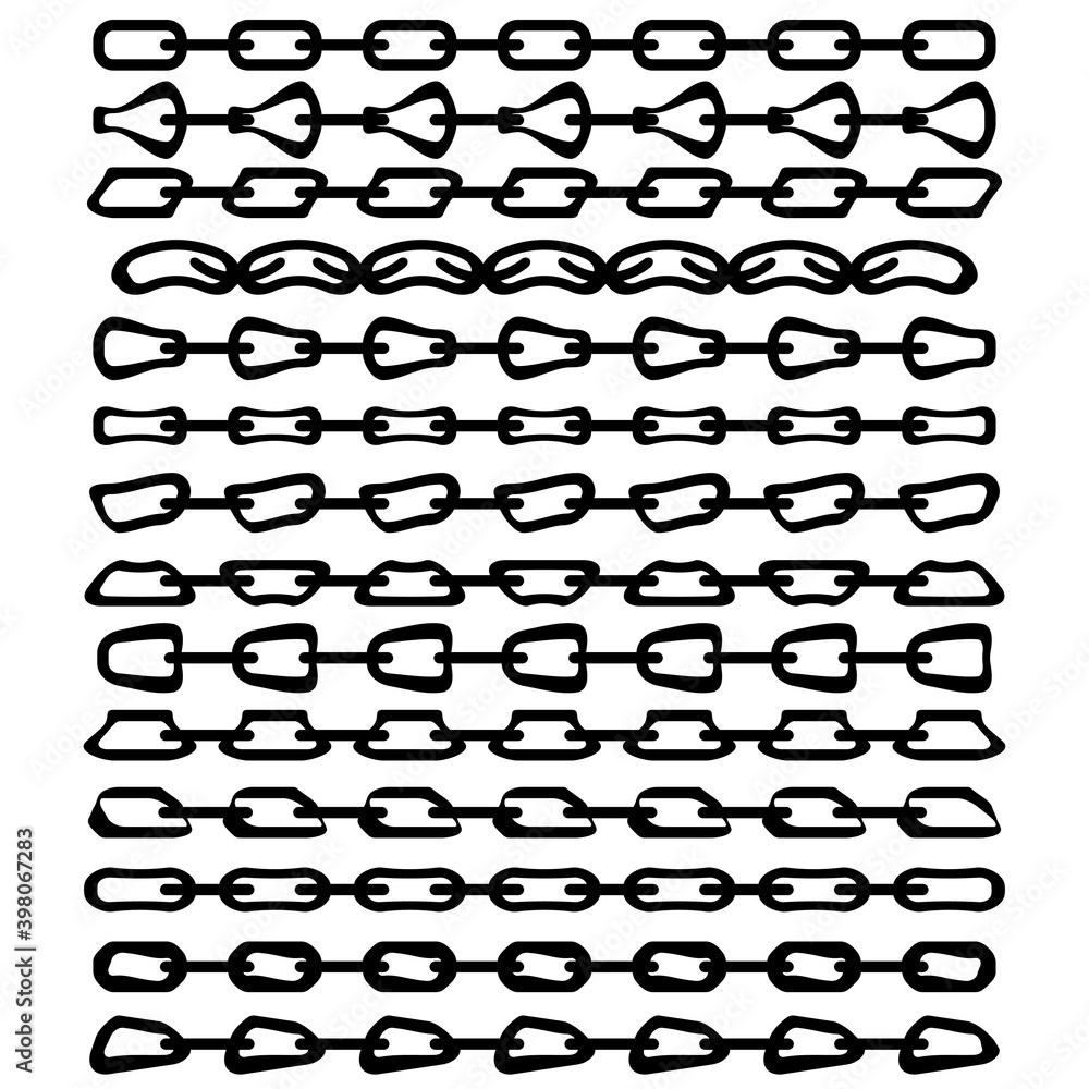 Set of Different Chain Frames Isolated on White Background. Set of Different Chain Frames Isolated on White Background.