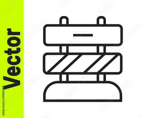 Black line End of railway tracks icon isolated on white background. Stop sign. Railroad buffer end to destination. Vector.