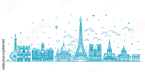 France vector skyline with panorama