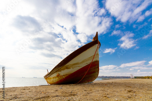 istanbul in avcılar on the beach and fishing boats waiting on the sidelines photo