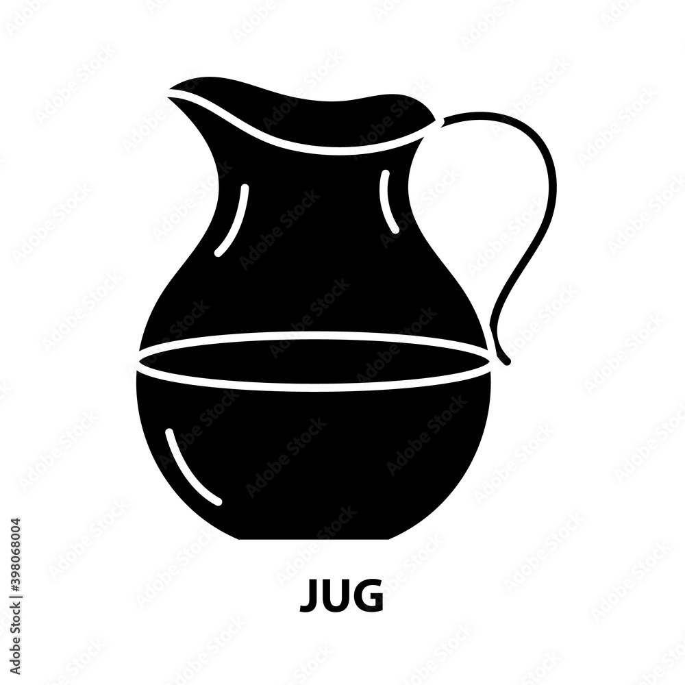 jug icon, black vector sign with editable strokes, concept illustration