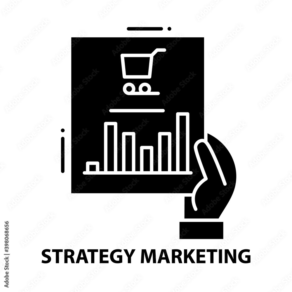 strategy marketing icon, black vector sign with editable strokes, concept illustration strategy marketing icon, black vector sign with editable strokes, concept illustration
