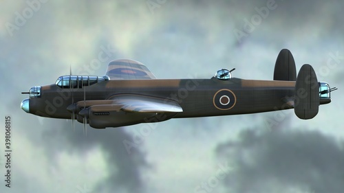 Fotografia 3d illustration. British heavy bomber from WW2