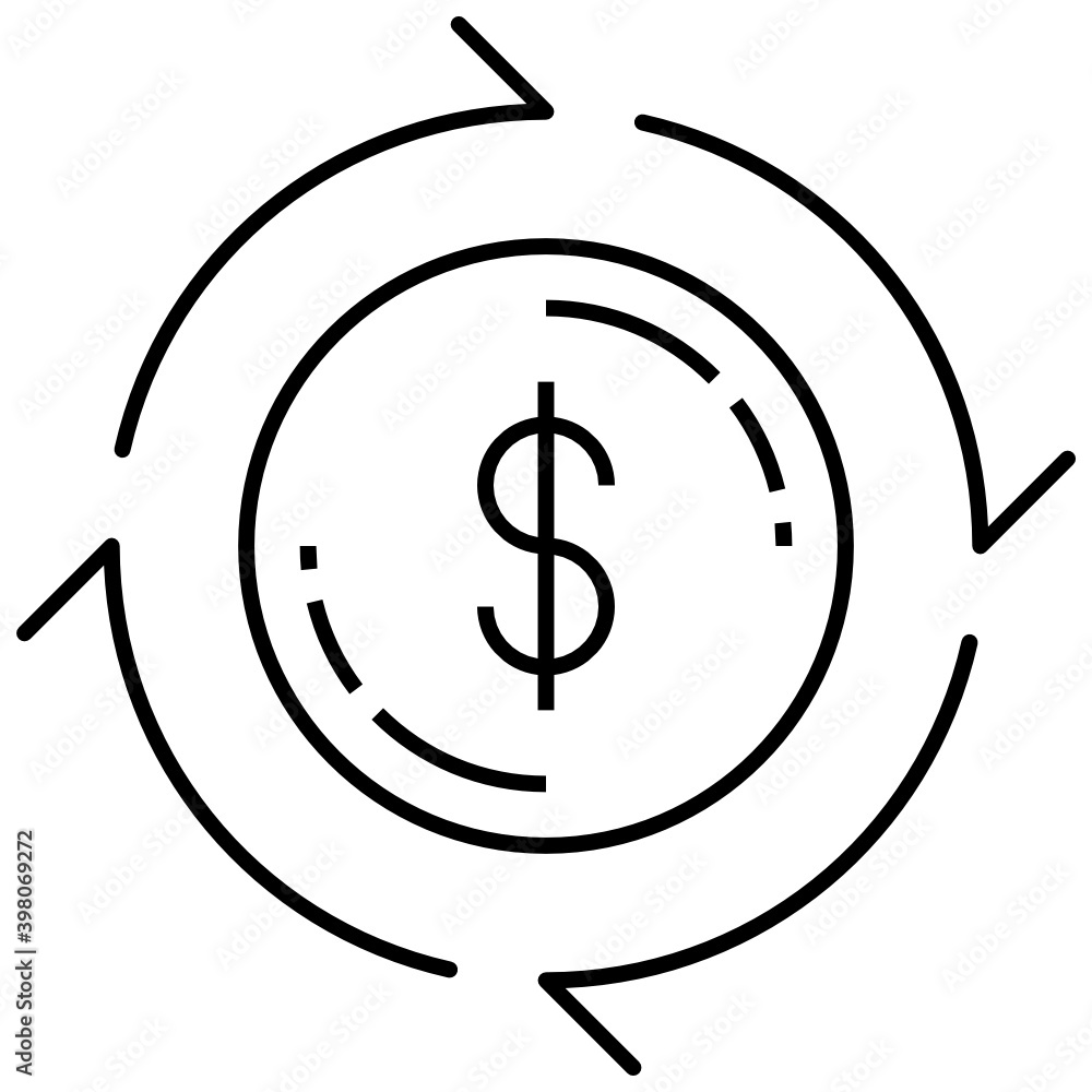 Dollar Supply and Circulation Vector Icon Design, Financier and investors Symbol on White Background, Business Capitalism and Finance Sign, Cash Cycle Concept, Return on Investment Dollar Supply and Circulation Vector Icon Design, Financier and investors Symbol on White Background, Business Capitalism and Finance Sign, Cash Cycle Concept, Return on Investment