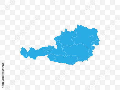 Austria map on transparent background. Vector illustration.