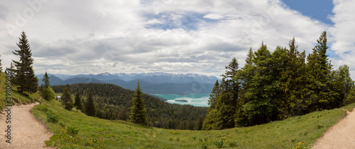 Mountain panorama from Jochberg mountain  Bavaria  Germany