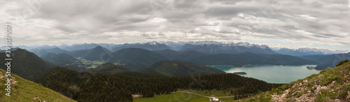 Mountain panorama from Jochberg mountain, Bavaria, Germany © BirgitKorber