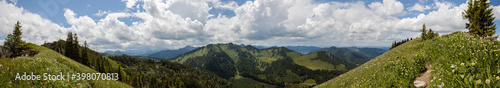 Mountain panorama from mountain Brecherspitze in Bavaria, Germany