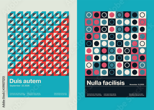 Set of Vintage Event Posters Swiss Style Graphic Template. Vector illustration.